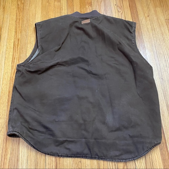 C E SCHMIDT WORKWEAR SHERMAN LINED BROWN CANVAS ZIP FRONT VEST MENS 2XLR POCKETS - Picture 6 of 8